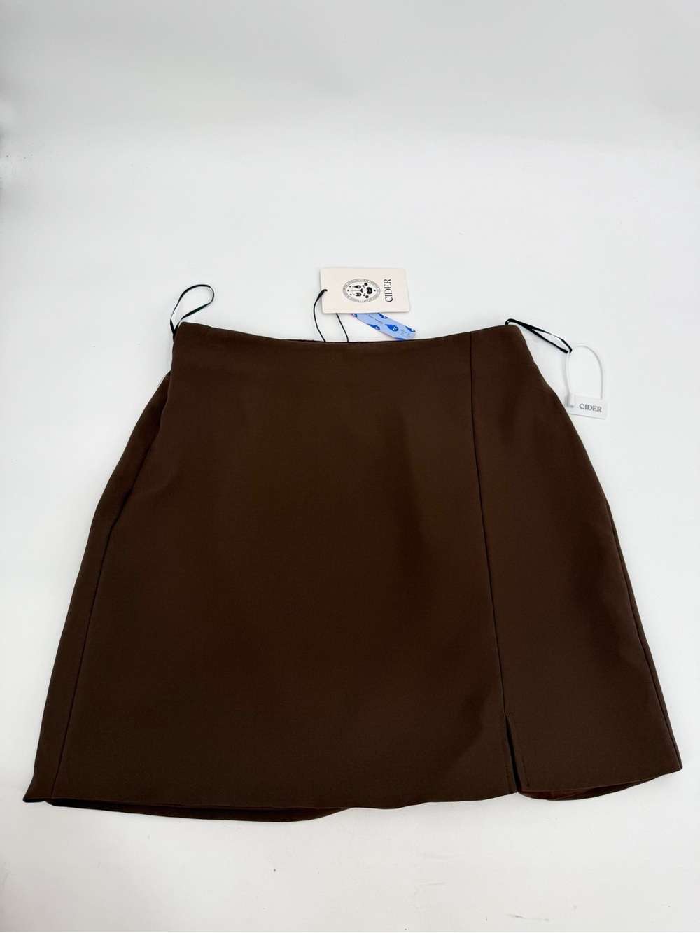 Cider Mini Skirt Womens L Chocolate Brown Mid Rise Split Lined Casual Fall NEW
